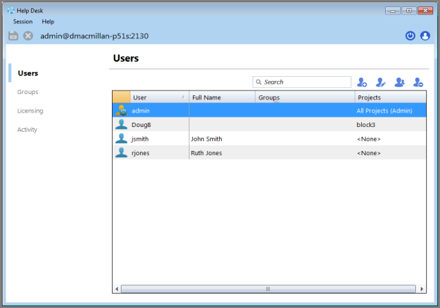 Help Desk Initial Users Tab